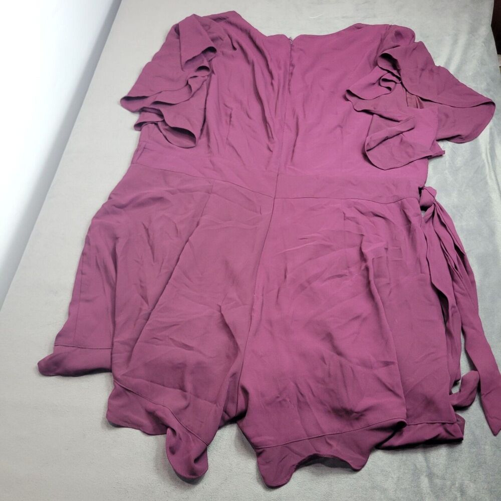City Chic Plum Short Sleeve Wrap Romper With Tie Waist XL 22 Polyester Womens Fa - Picture 5 of 11